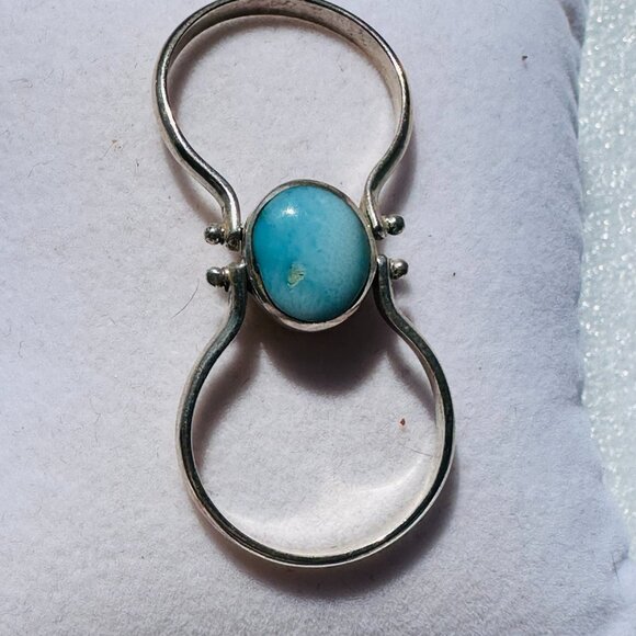 Jewelry - Larimar and Amber 925 FLIP Ring Size 8